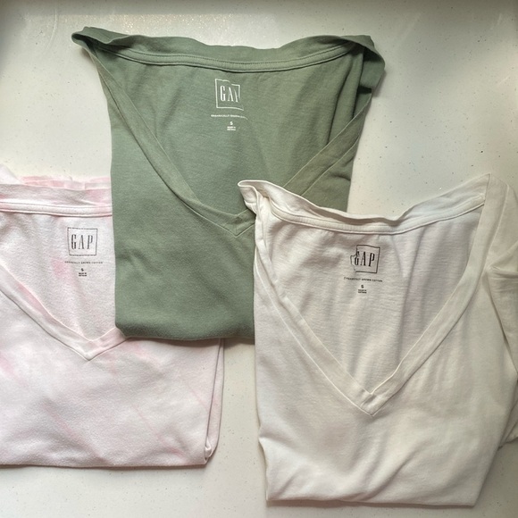 Gap Women’s V Neck short sleeve t-shirts organic vintage v-neck set of 3 casual - Picture 1 of 17